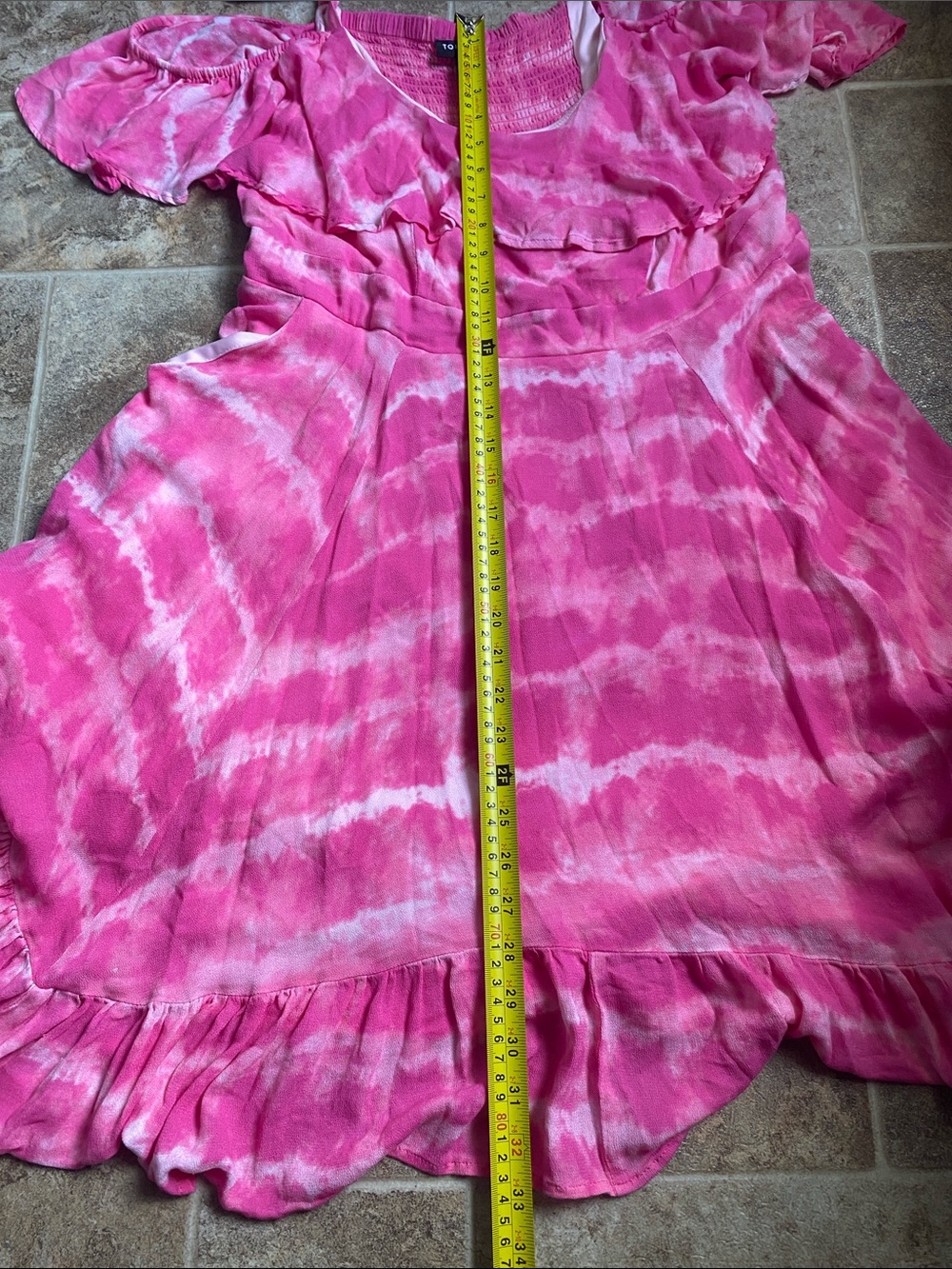 Torrid Women’s Size 1 Y2K Pink Tie Dye Mini Dress Flowing Coastal Beach Dress - Picture 11 of 11